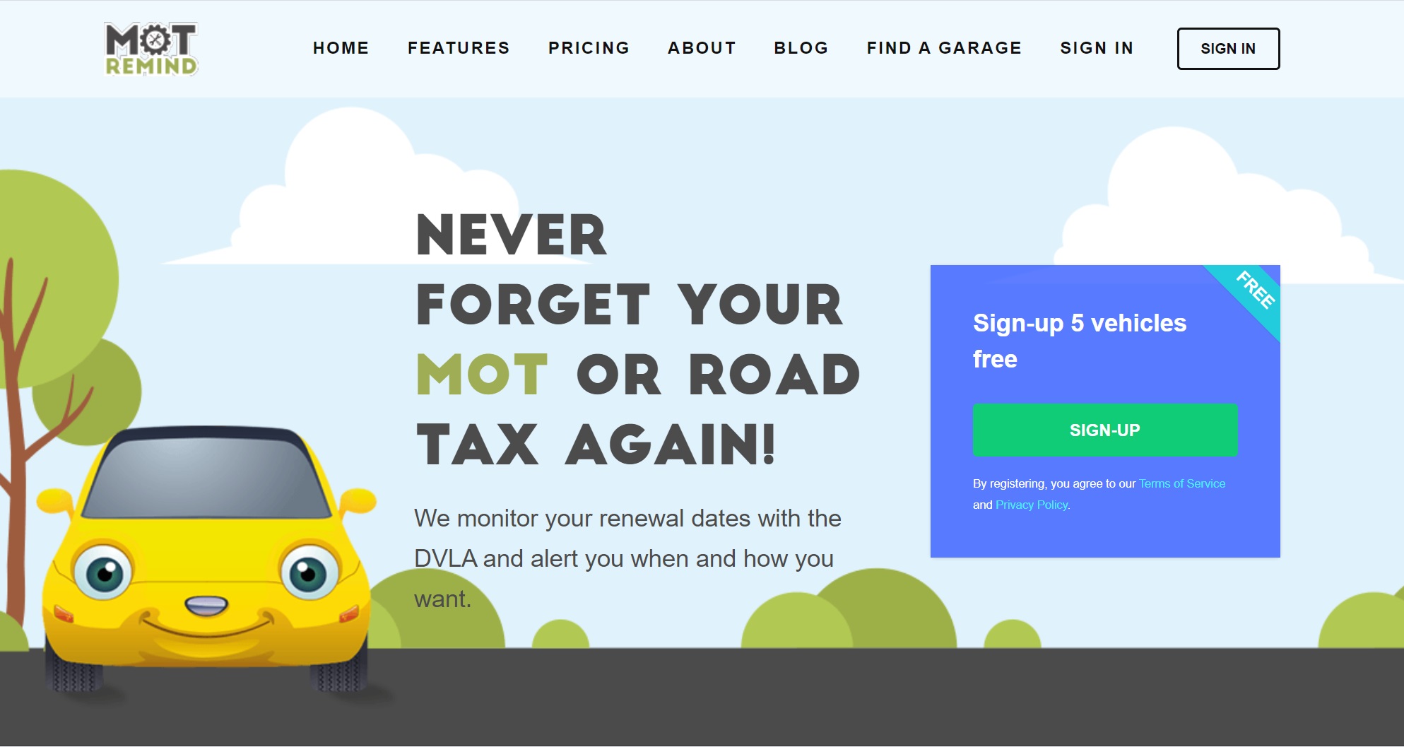 Mot Remind Website image Mot Remind Website image