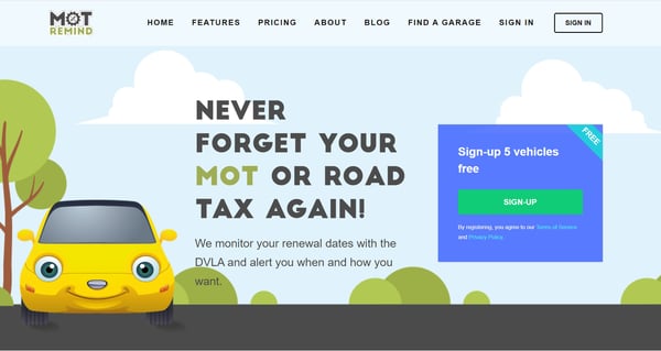 Mot Remind Website image