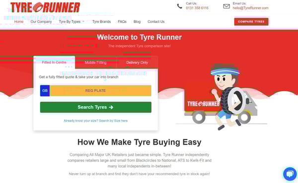 Tyre Runner website image